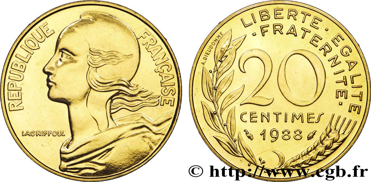 20 centimes Marianne 1988 Pessac F.156/28 MS 