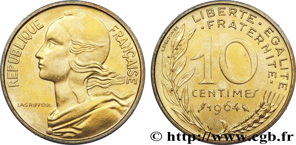 10 centimes Marianne 1964 Paris F.144/4 VZ 