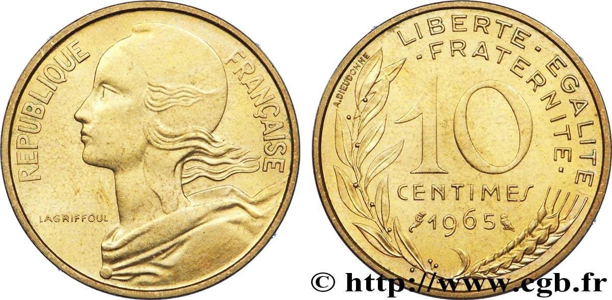 10 centimes Marianne 1965 Paris F.144/5 VZ 