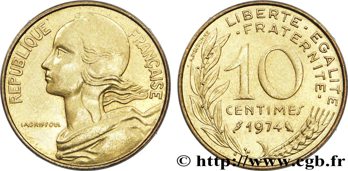 10 centimes Marianne 1974 Pessac F.144/14 VZ 
