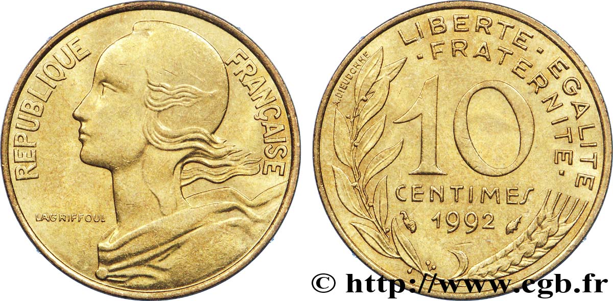 10 centimes Marianne 1992 Pessac F.144/33 SUP 