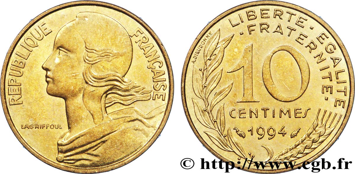 10 centimes Marianne, différent dauphin 1994 Pessac F.144/37 MS 