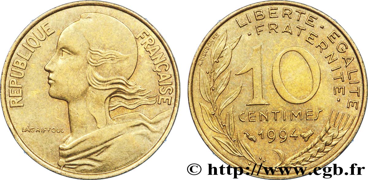 10 centimes Marianne, différent abeille 1994 Pessac F.144/38 AU 
