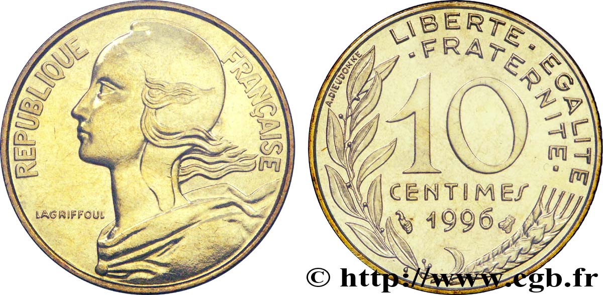 10 centimes Marianne, BU (Brillant Universel) 1996 Pessac F.144/40 FDC 