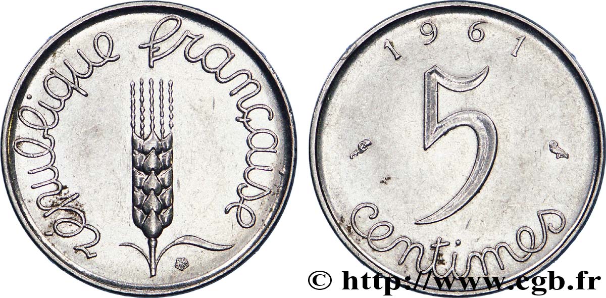 5 centimes épi 1961  F.124/3 AU 
