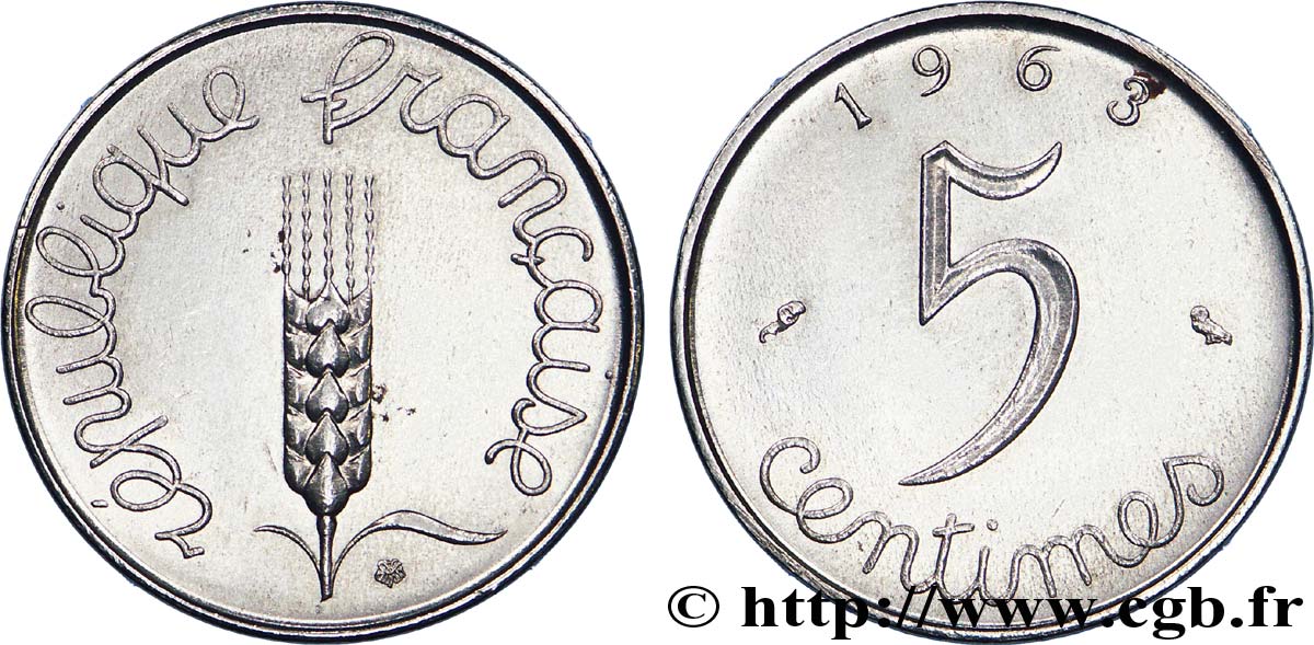 5 centimes épi 1963  F.124/5 AU 