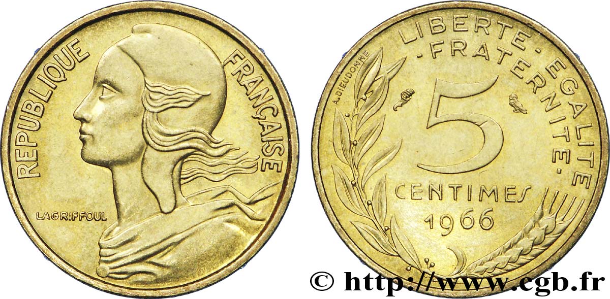 5 centimes Marianne 1966 Paris F.125/2 VZ 