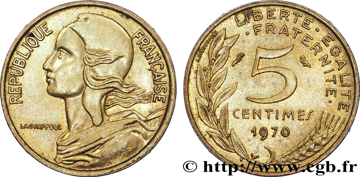 5 centimes Marianne 1970 Paris F.125/6 SUP 