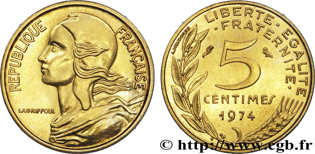 5 centimes Marianne 1974 Pessac F.125/10 MS 