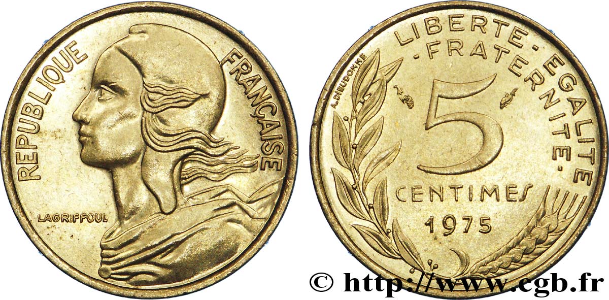 5 centimes Marianne 1975 Pessac F.125/11 SPL 