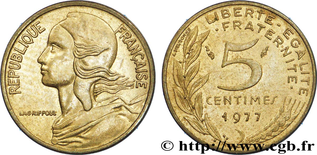 5 centimes Marianne 1977 Pessac F.125/13 SPL 