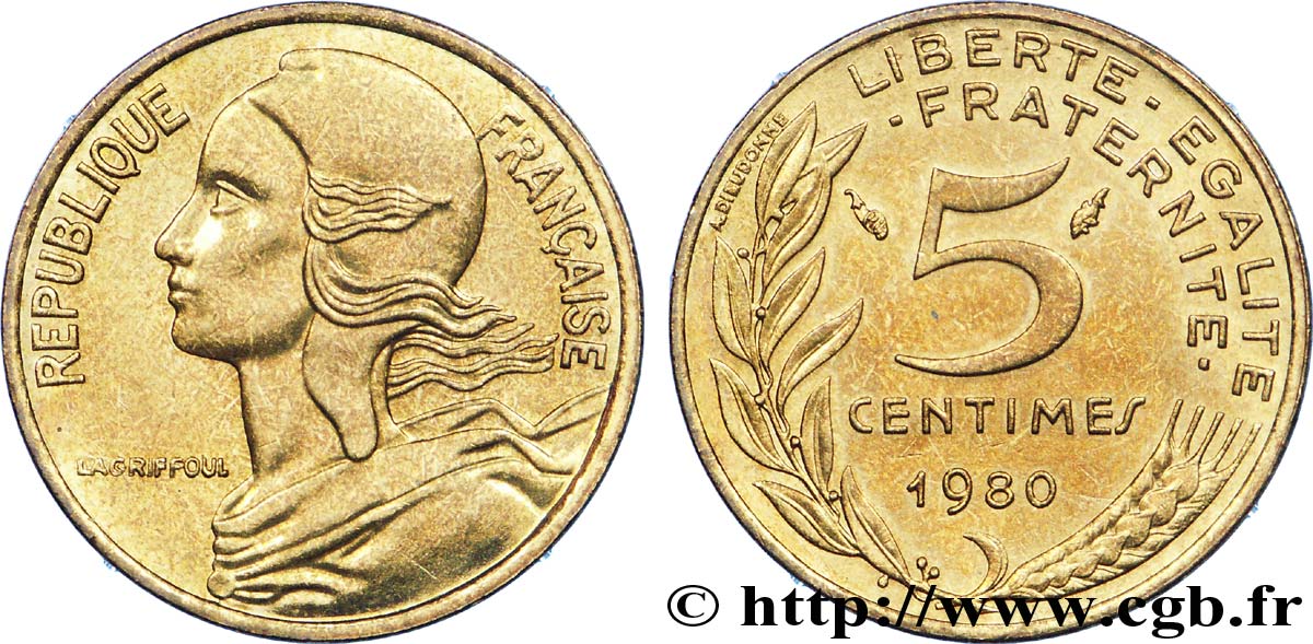 5 centimes Marianne 1980 Pessac F.125/16 EBC 