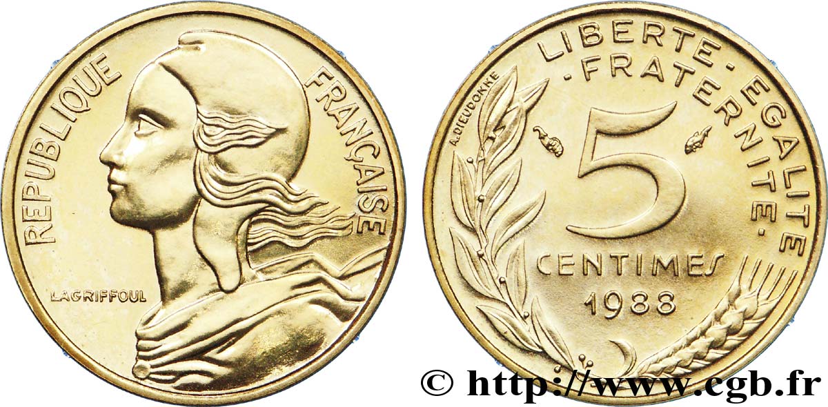 5 centimes Marianne 1988 Pessac F.125/24 MS 