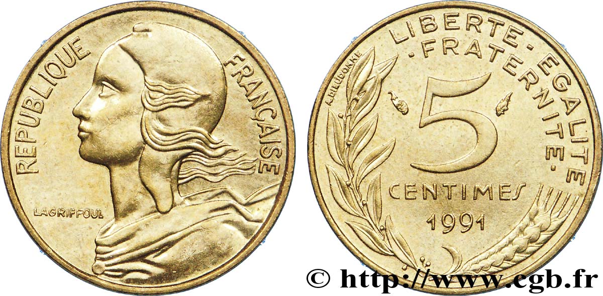 5 centimes Marianne 1991 Pessac F.125/27 SUP 