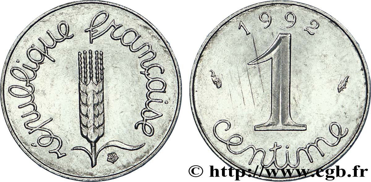 1 centime Épi, frappe monnaie 1992 Pessac F.106/50 AU 