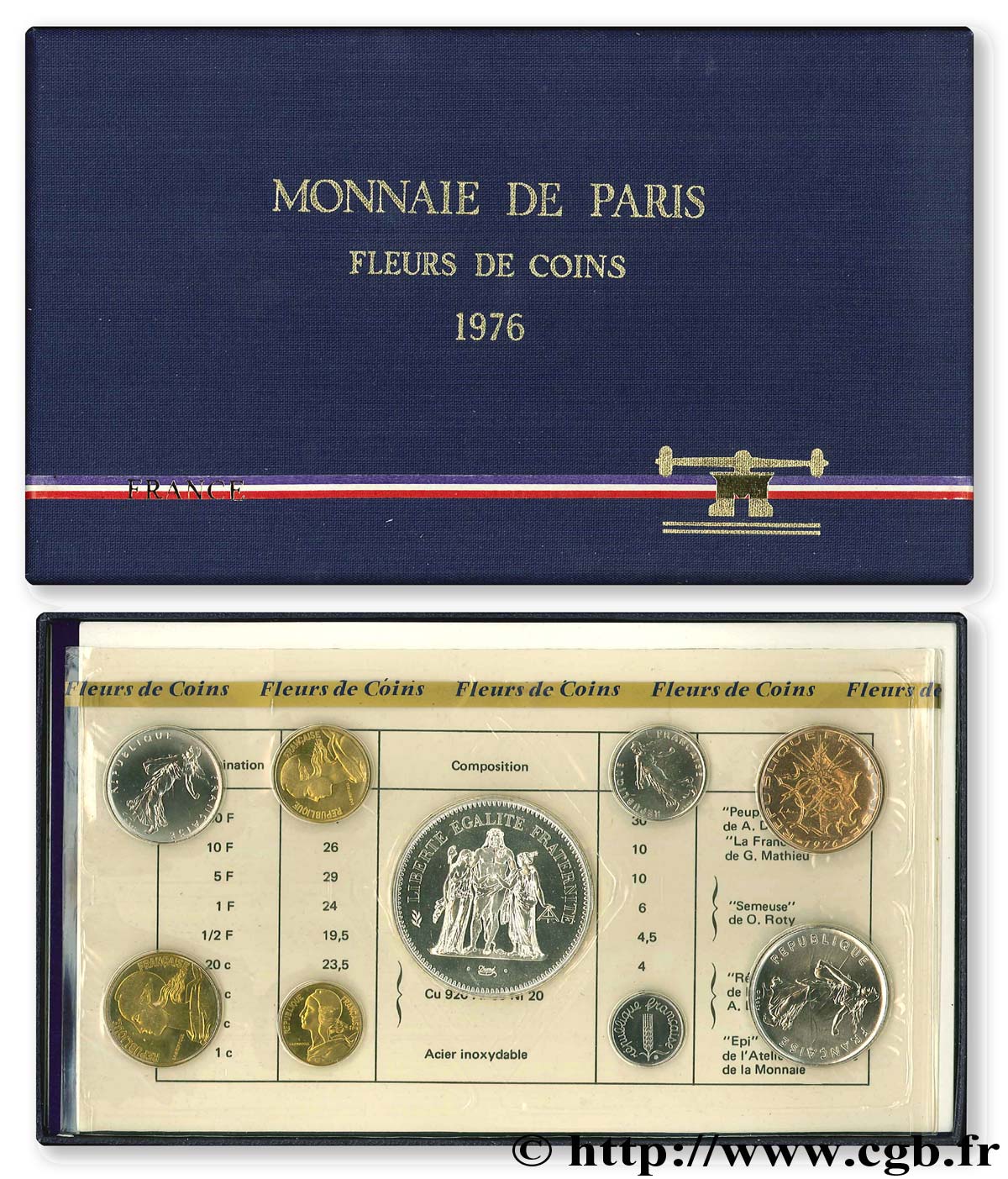 Boîte Fleur de Coins 1976  F.5000 20 FDC 