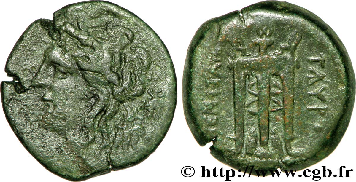 SICILIA - TAUROMENIUM Unité de bronze, (MB, Æ 26) XF