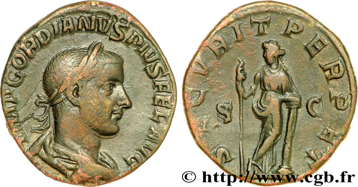 GORDIANO III Sesterce, (GB, Æ 30) q.SPL