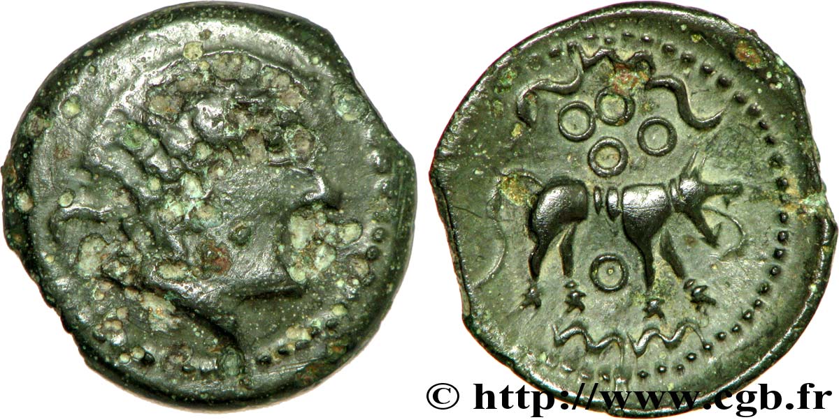 GALLIA - CARNUTES (Regione della Beauce) Bronze au loup, BN 6191 var. - Ex Nouvel Atlas VF/AU