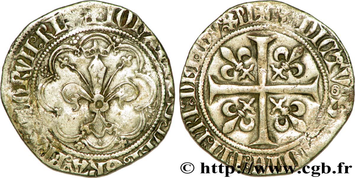 JOHANN II  THE GOOD  Gros à la fleur de lis dit  patte d oie  22/01/1358  SS