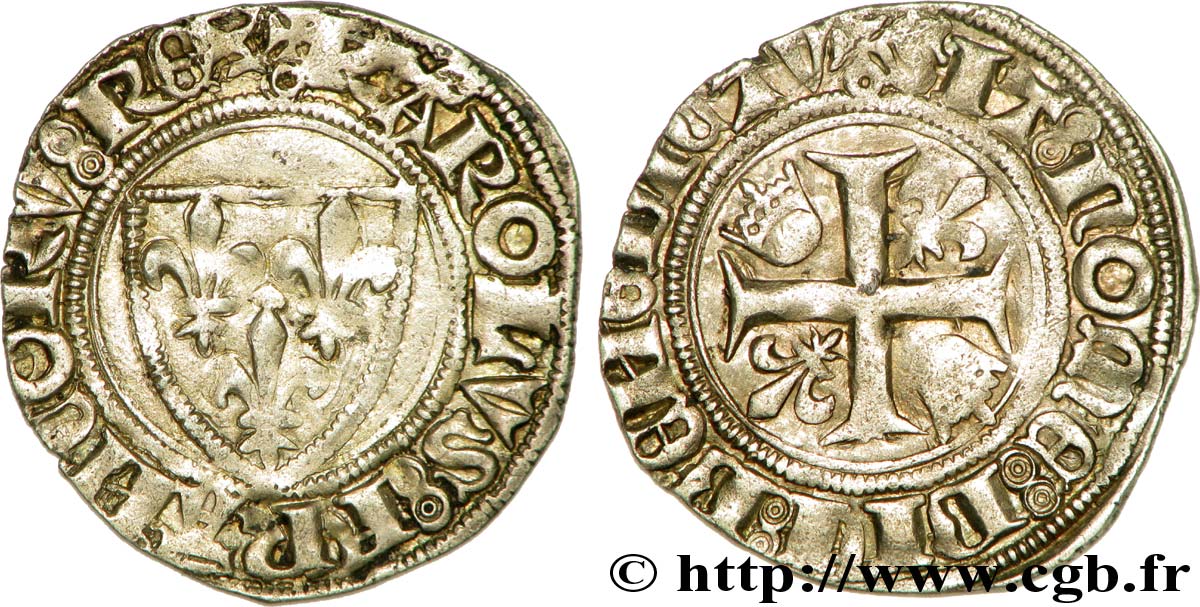 CHARLES VI  THE MAD  OR  THE WELL-BELOVED  Blanc dit  guénar  20/10/1411 Paris SS/fVZ