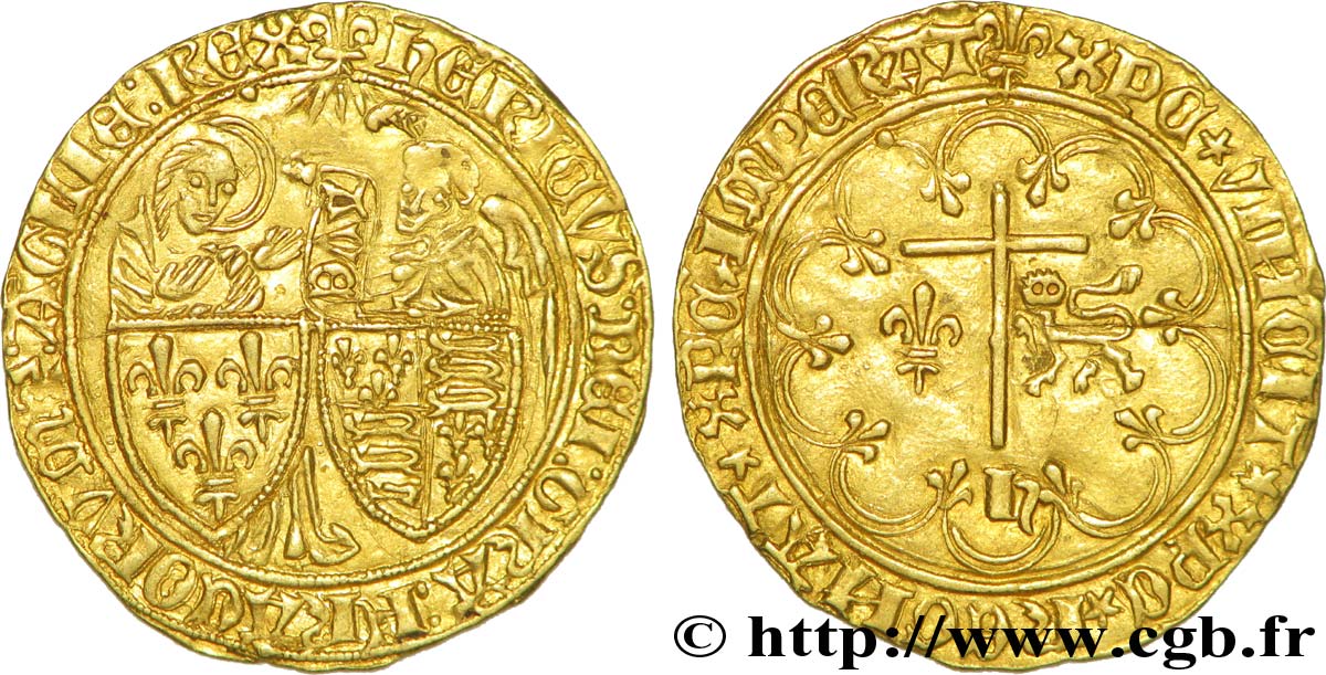 HENRY VI DE LANCASTRE - ROI DE FRANCE (1422-1453) - ROI D ANGLETERRE (1422-1461) et (1470-1471) Salut d or n.d. Saint-Lô SUP