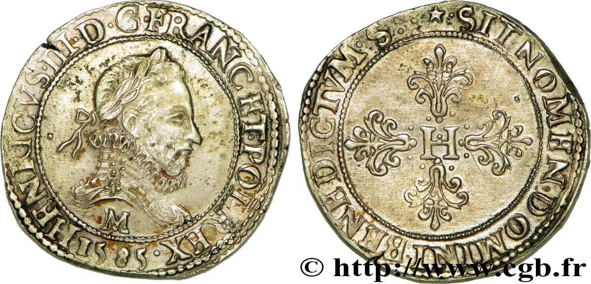 HENRY III Franc au col fraisé 1585 Toulouse VZ