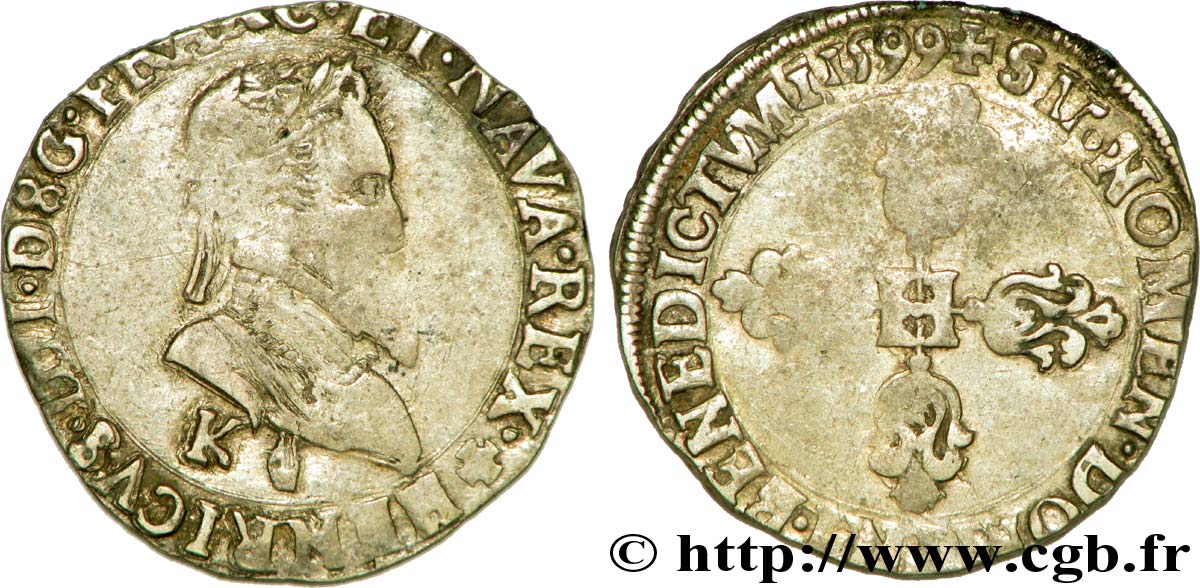 HENRI IV LE GRAND Demi-franc, 2e type de Bordeaux 1599 Bordeaux TB+