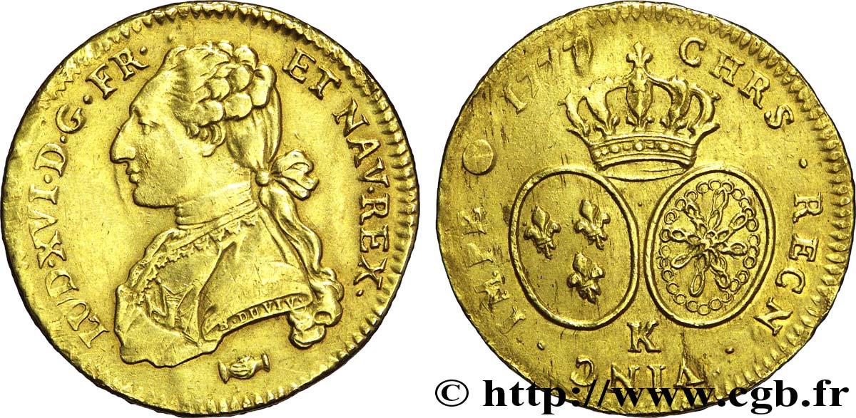 LOUIS XVI Double louis d’or aux écus ovales 1777 Bordeaux TTB