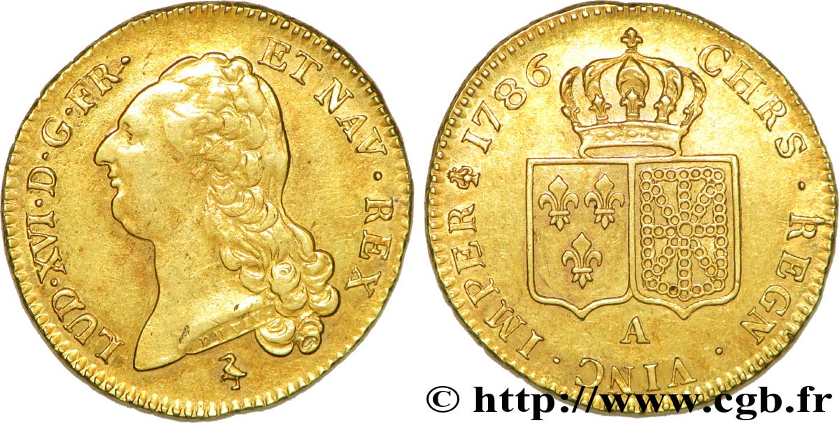 LOUIS XVI Double louis d’or dit  aux écus accolés  1786 Paris TTB/TTB+