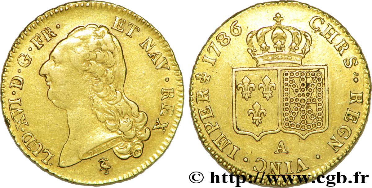 LOUIS XVI Double louis d’or aux écus accolés 1786 Paris TTB/TTB+