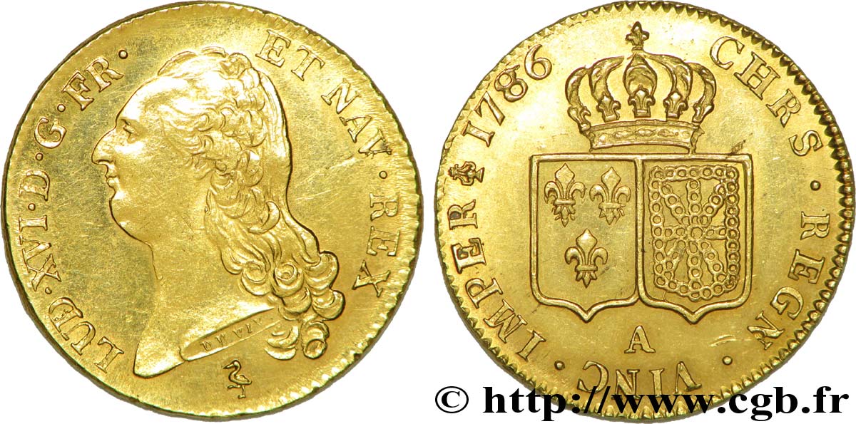 LOUIS XVI Double louis d’or aux écus accolés 1786 Paris EBC