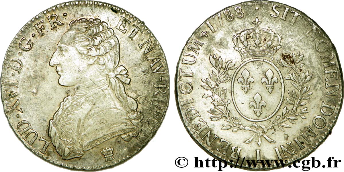 LOUIS XVI Écu dit  aux branches d olivier  1788 Limoges TTB