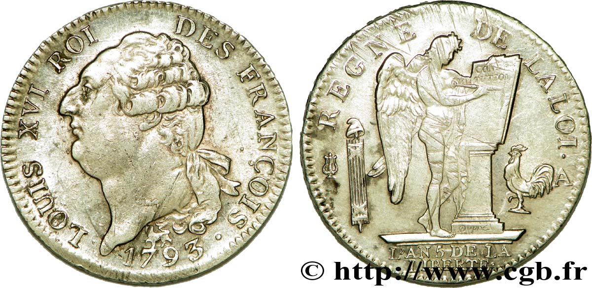 LOUIS XVI (MONARQUE CONSTITUTIONNEL)  Écu dit  au génie , type FRANÇOIS 1793 Paris SUP/TTB