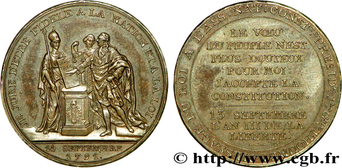 CONFIANCE (MONNAIES DE...) Monnaie de confiance, Monneron du Serment du roi 1791 Paris SUP