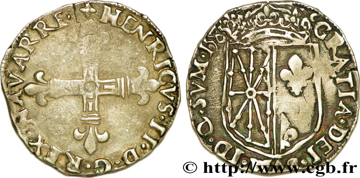 NAVARRE-BEARN - HENRY III Quart d écu de Navarre XF