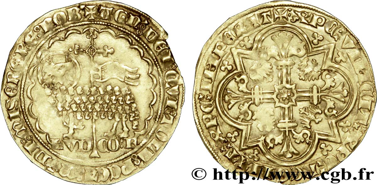 FLANDERS - COUNTY OF FLANDERS - LOUIS OF MALE Mouton d or c. 1356-1370 Gand AU/XF