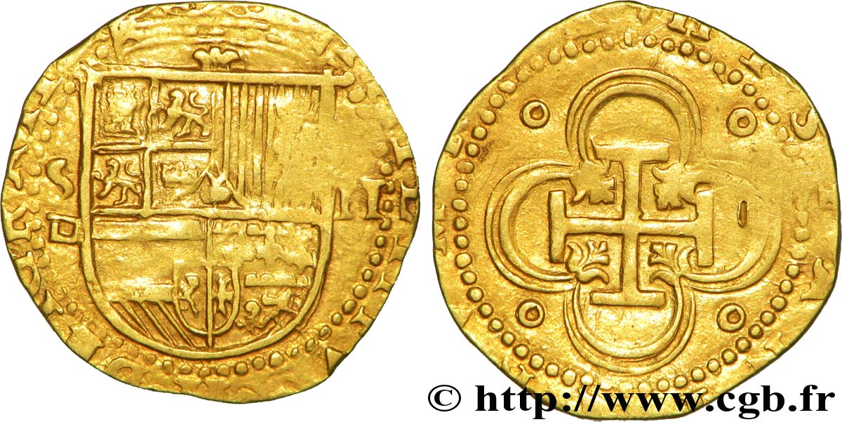 SPAIN - PHILIP II OF HABSBURG Double écu d’or n.d. Séville AU/XF