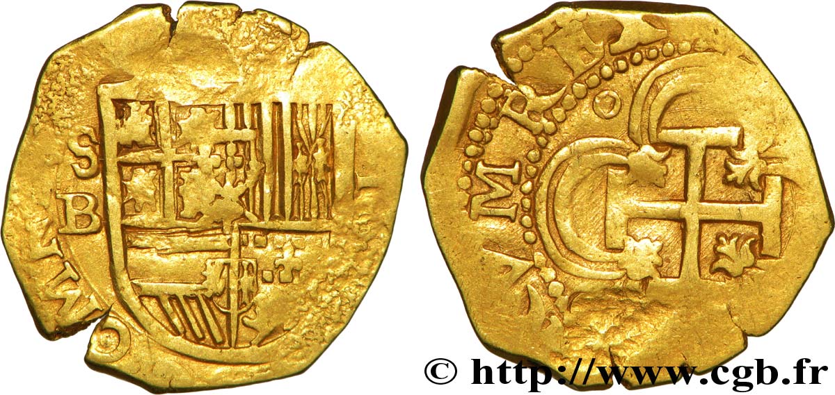 SPAIN - PHILIPPE II OF HABSBOURG Double écu d’or n.d. Séville MBC