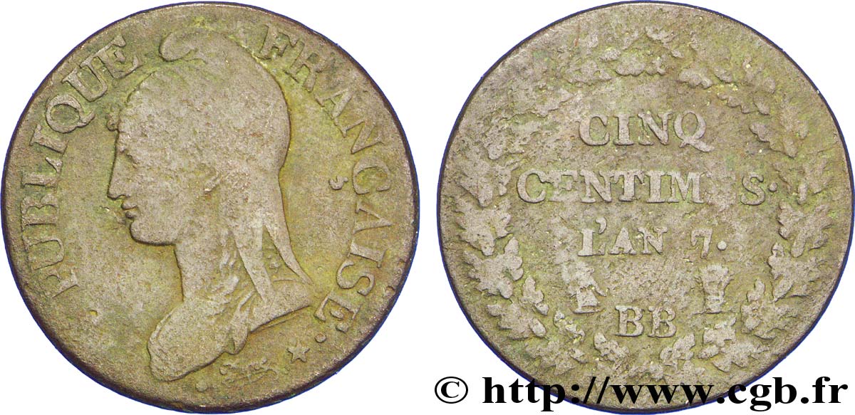 Cinq centimes Dupré, grand module 1799 Strasbourg/Paris F.115/64 S 