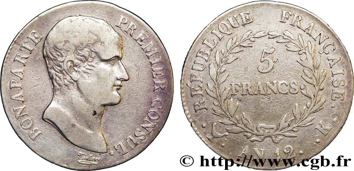 5 francs Bonaparte Premier Consul 1804 Bordeaux F.301/17 BC 