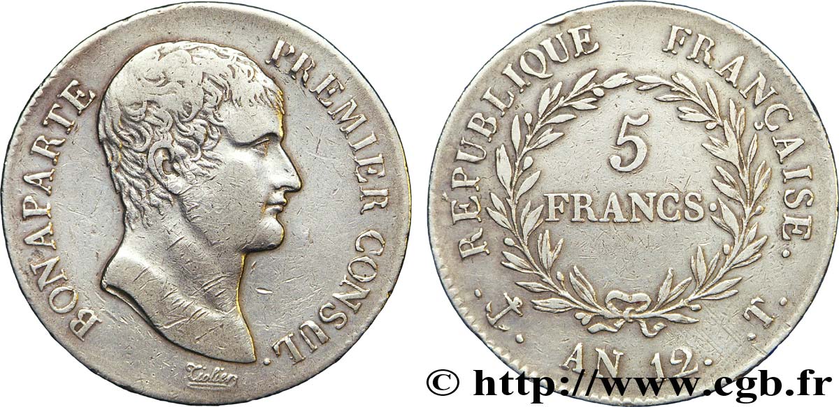 5 francs Bonaparte Premier Consul 1804 Nantes F.301/24 MB 
