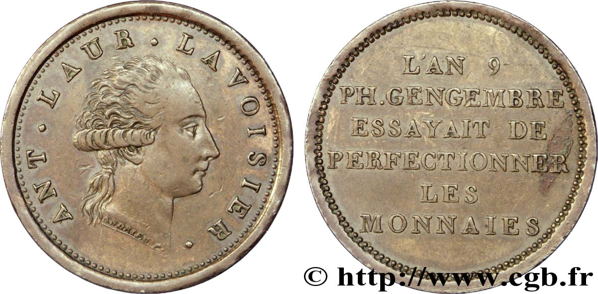 Essai au module de 2 francs de Lavoisier par Gengembre 1801 Paris VG.906  TTB 