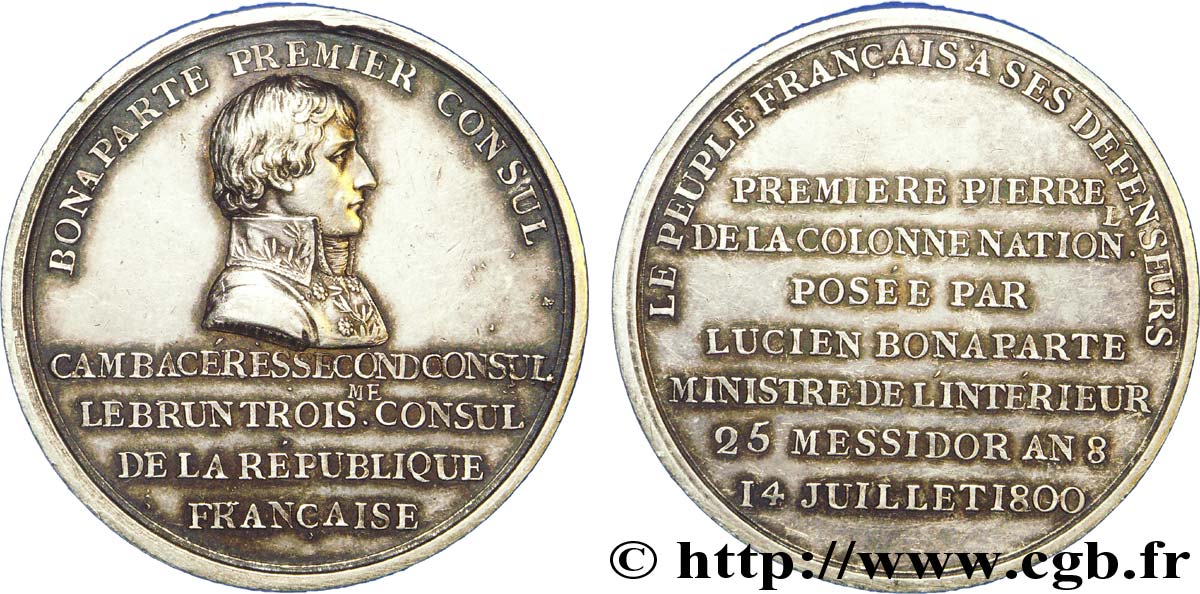 CONSOLATO Médaille AR 42, Érection de la Colonne Nationale, place Vendôme XF