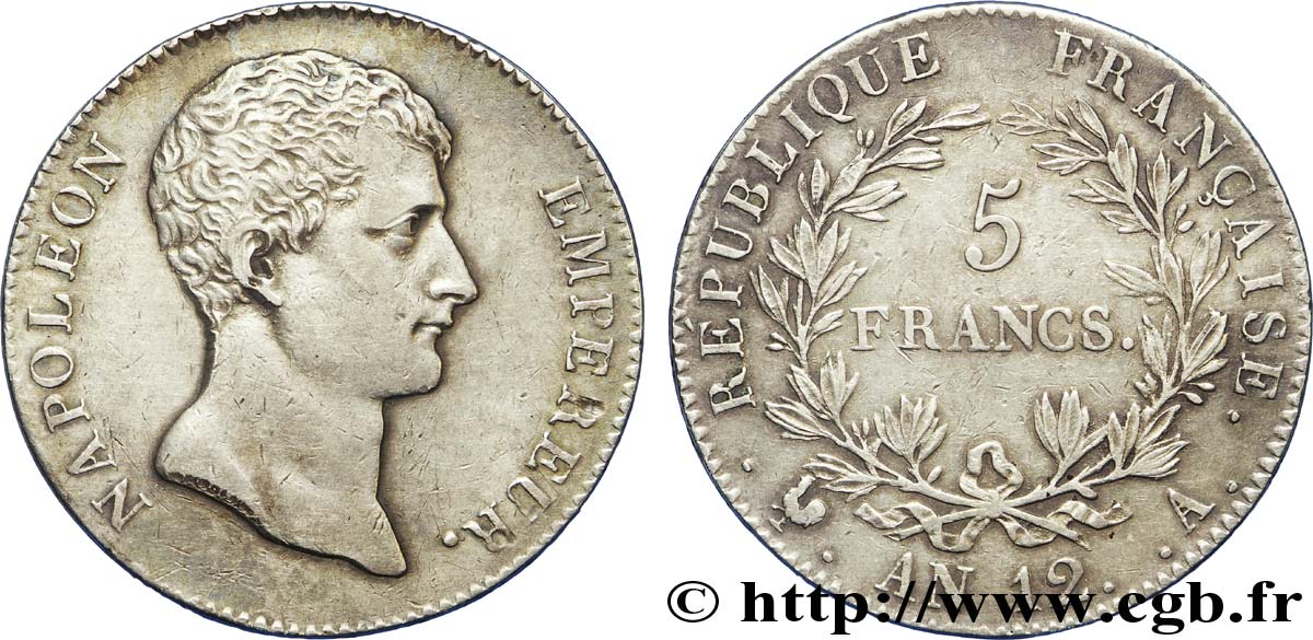 5 francs Napoléon Empereur, type intermédiaire 1804 Paris F.302/1 TTB 