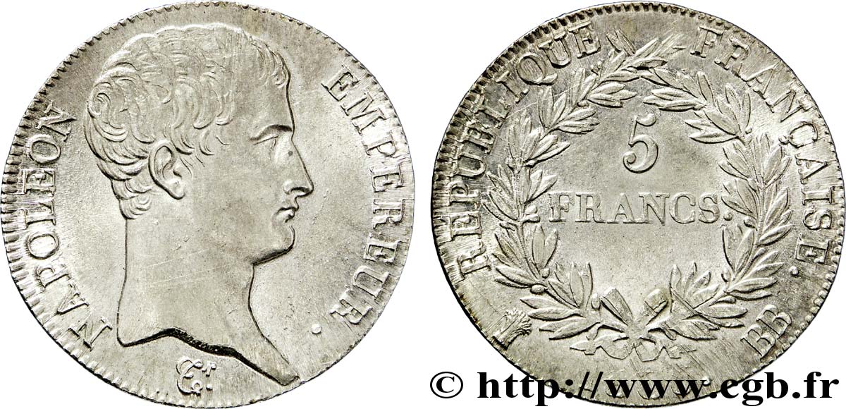 5 francs Napoléon Empereur, Calendrier grégorien 1806 Strasbourg F.304/3 VZ 