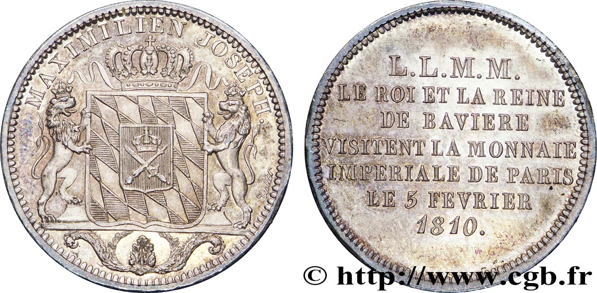 Monnaie de visite, module de 2 francs, pour Maximilien I Joseph de Bavière 1810 Paris VG.2288  SUP 