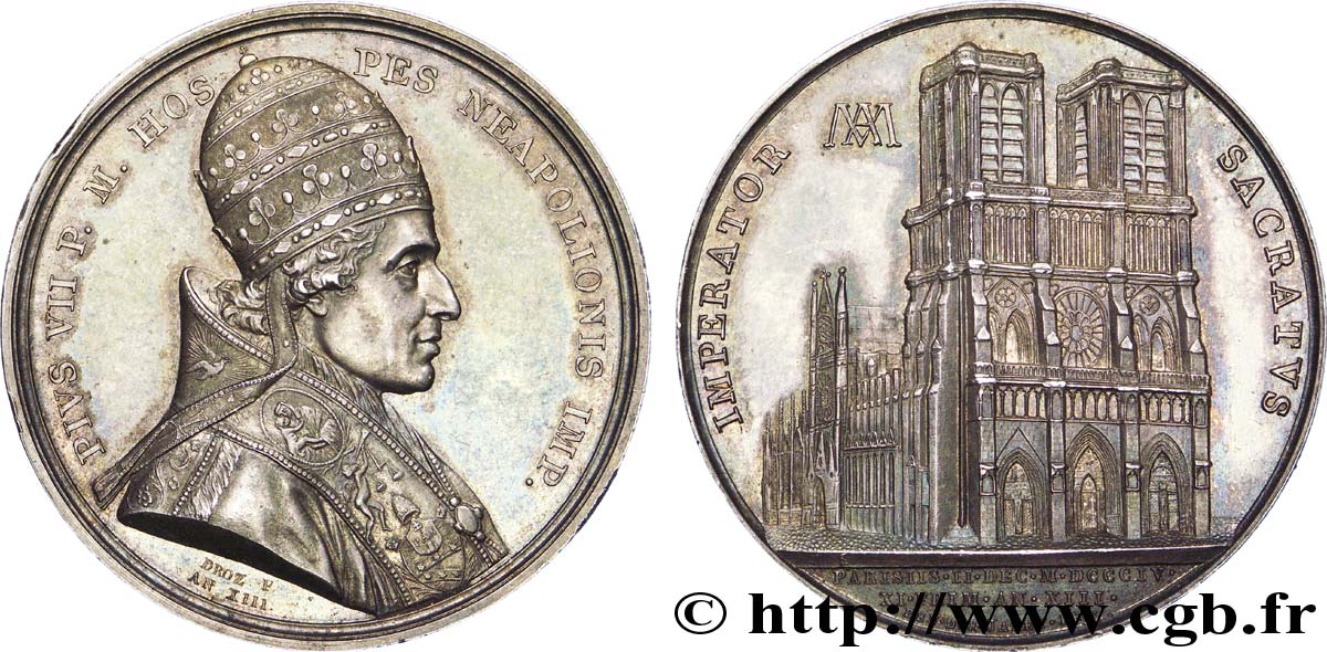 PRIMO IMPERO Médaille AR 41, Sacre de Napoléon Ier par Pie VII SPL