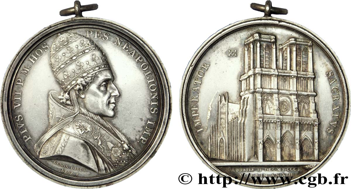 PREMIER EMPIRE / FIRST FRENCH EMPIRE Médaille AR 42, Sacre de Napoléon Ier par Pie VII AU