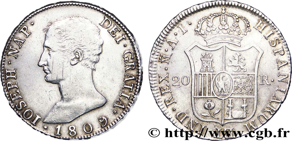 20 reales  1809 Madrid VG.2066  XF 